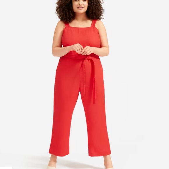 Everlane Pants - Everlane The Linen Square-Neck Jumpsuit in Red 12